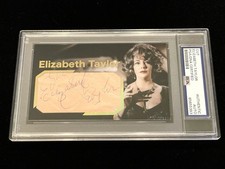 Elizabeth Taylor Signed 3x5 Custom Cut Card PSA Slabbed Actress