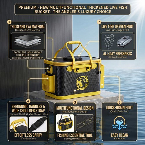 Fishing seat box with strap - fishing,