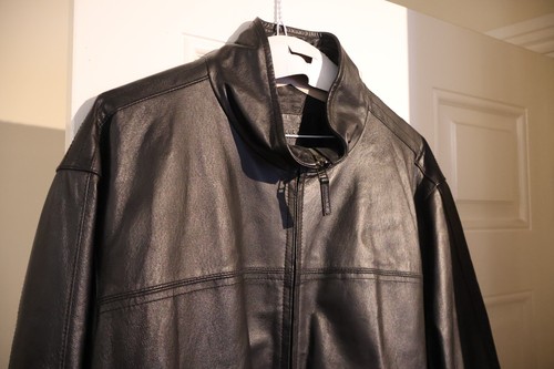 Black leather jacket blue - black,