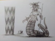 Medusa Clash of Titans signed drawing PRINT  Ray harryhausen inspired 