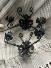 Wall Scones Lights  Wrought Iron  Or Candle Holders Pair Gothic Christmas 