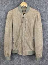 ALLSAINTS Kemble Suede Leather Beige Bomber Jacket Men’s Size Small Zip Pockets