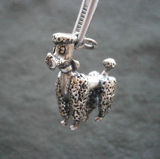 Large Standard Poodle Dog Vintage Solid 925 Sterling Silver Charm Pendant 8.7g