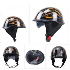 German Half Face Helmet Matte Black Chopper Biker scooter helmet with sunglasses