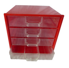 vintage acrylic red desk tidy draws 15 cm made in England