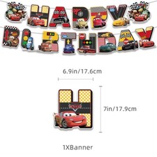 Disney Cartoon Cars Banner Lightning McQueen Racing Birthday Party Bunting Decor
