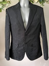TED BAKER Suit Jacket Blazer Mens TB 3 UK M Black Jacquard Long Sleeve NEW