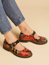 Pavers Velvet Floral Mary Jane