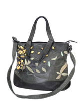 Radley Bag Black Grey Leather Tote Shoulder Hobo Retro Embellished Crossbody