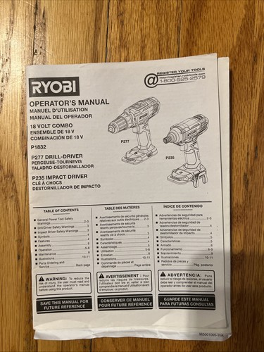 Ryobi p1832 p235 p277 - ryobi,