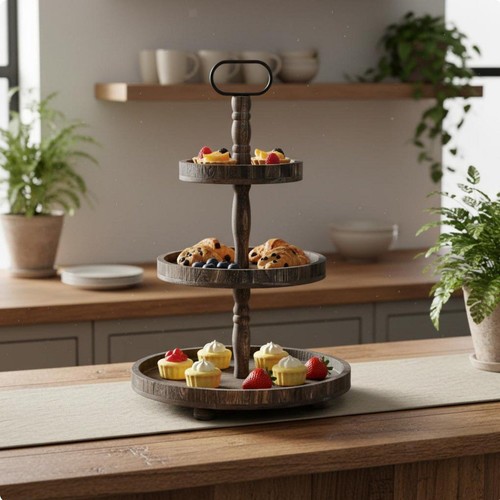 Handcrafted two tiered wooden - handcrafted,