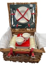 Wicker Picnic Basket Set with Plates, Cups & Cutlery for Two - #1001