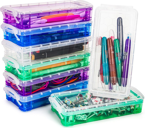 Pack plastic pencil boxs - plastic,