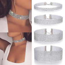 Choker Crystal Rhinestone Necklace Wide Diamante Shine Sparkly Party Gift HOT SE