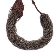 Natural Smoky Quartz 2-3MM Micro Faceted Round Gemstone Beads 12" Jewelry Making