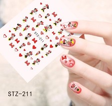 Nail Art Water Decals Stickers Transfers Red Bows Hearts Minnie Mouse (STZ211)