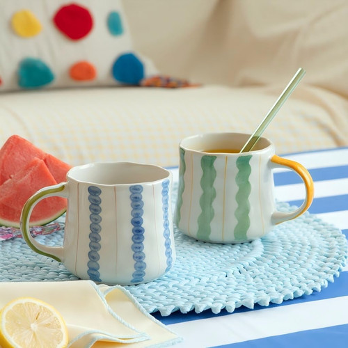 Striped ceramic coffee - coffee, mugs