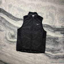 Nike Black Sz M Lightweight Reflective Sleeveless Running Vest Body Warmer Gilet