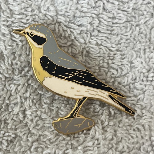 Lanius bird wheatear pin badge - wheatear,