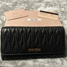 Mui Mui Genuine Matelasse Wallet Women's Leather Authenticity Card Original Box