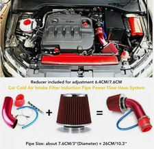 OPEN BOX -Car Cold Air Intake Filter Induction Pipe Kit Hose System 3in 76mm Red