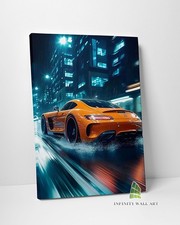 Yellow Racing Car City Canvas