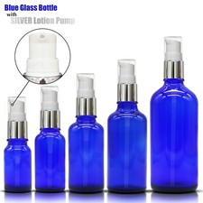 BLUE GLASS Bottle with SILVER