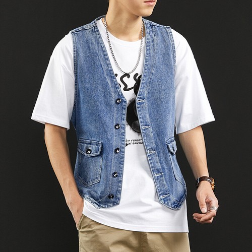 Men denim vest cargo vintage - men,