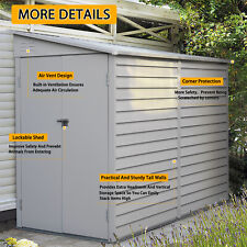 9FT Garden Garage Storage Shed Steel Frame Storage Bike Tool Shed Double Door UK