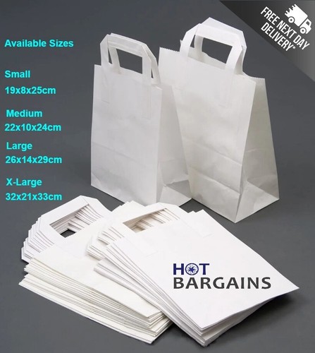 White paper bags with handles - white,