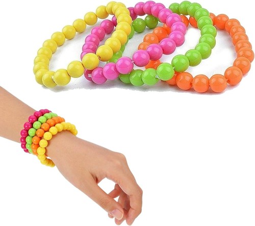 Neon bead bracelets kids - 4,
