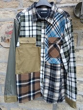 Lumberjack Flannel Shirt With Patchwork Fabric Design XL