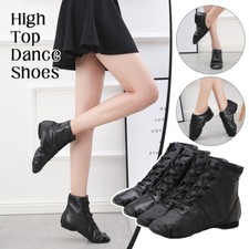 Women High Top Dance Shoes Faux Leather Jazz Dance Shoe Soft-soled Practice Shoe