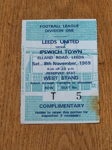 Ticket 1969 leeds utd - 1969/70,