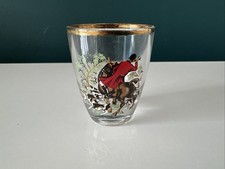 1 x Hunting Shot Glasses. Thick Base Golden trim France 1960s VGC