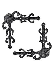 L Type Cast Iron Dummy Door Hinge Decorative 185mm Black Gothic Pair
