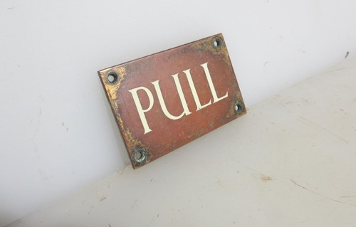 Antique brass door sign plaque - antique,