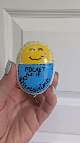 Hand painted pebble pocket - painted,