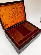 Antique 19th century Victorian rosewood jewellery box , inlaid  pewter bandings.