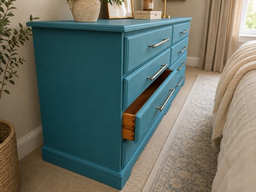 Teal green restored chest - green,