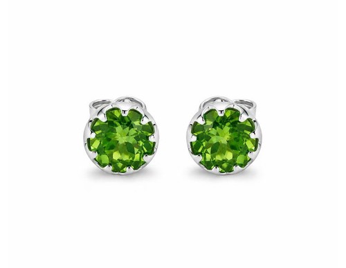 Peridot stud earrings round - peridot,