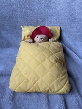 Paddington Bear Nightwear PJ Case Quilted Yellow Bed Soft Plush Toy 1990 Vintage
