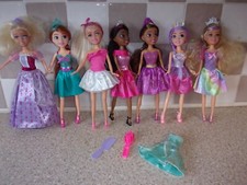 GIRL DOLLS BUNDLE ALL WITH GLITTERY DRESSES SHOES & TIARAS LOT 1