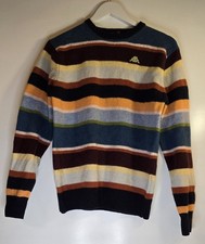 KAPPA Mens Crew Neck Jumper Sweater -  Blue/Orange/Multi colour - Striped Wool 