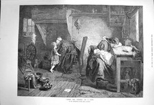 Original Old Antique Print