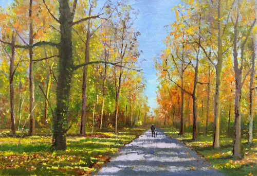 Autumn walk kent original oil - kent,