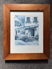 Barbara Wilson Print Auberge de la Fleur French Street Scene Wood Framed