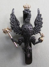Military Anodised Black & Gold Cap Badge 14th/20th Kings Hussars Gaunt