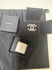 Chanel Crystal Pin Brooch CC Logo With Online Store Receipt