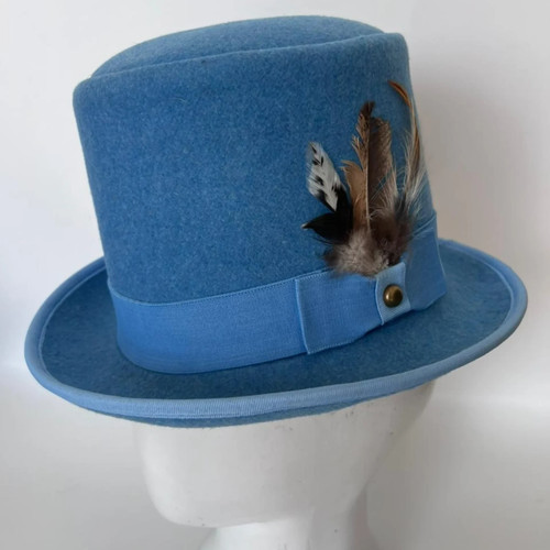 Victorian blue top hat - top,